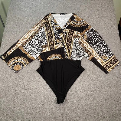 Boohoo Feminino Tamanho 8 One Piece Bodysuit Boho Kimono Manga Leve Elástico - Imagem 1 de 4