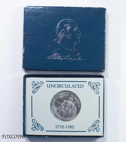 1982-D George Washington Commemorative Half Dollar Coin 1732-1982 90% Silver Cover