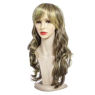 Peluca de cabello larga marrón de 24’’ para mujer sin pegamento cabeza completa onda rizada natural real Foto 1 de 4