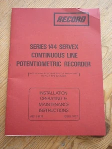Series 144 Servex Chart Recorder Installation Operating Manual - Photo 1/5