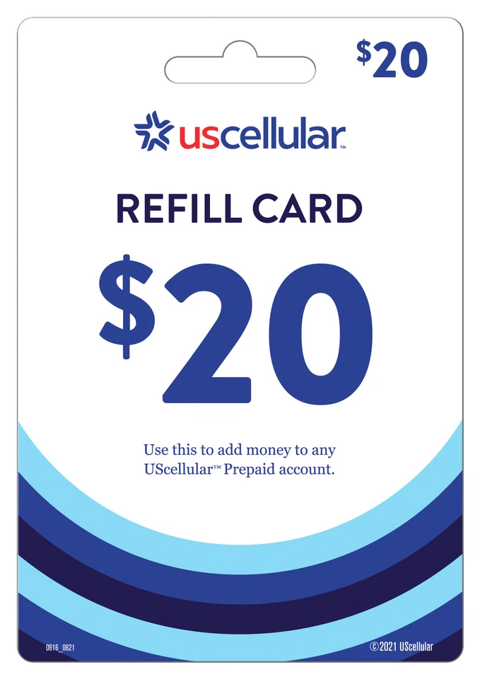 US Cellular  Prepaid $20 Refill Top-Up Prepaid Card , AIR TIME  PIN / RECHARGE  - Image 1 of 1