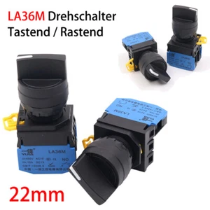22mm LA36M Drehschalter Tastend Rastend schalter 2/3 Stellung Industrieschalter - Picture 1 of 11