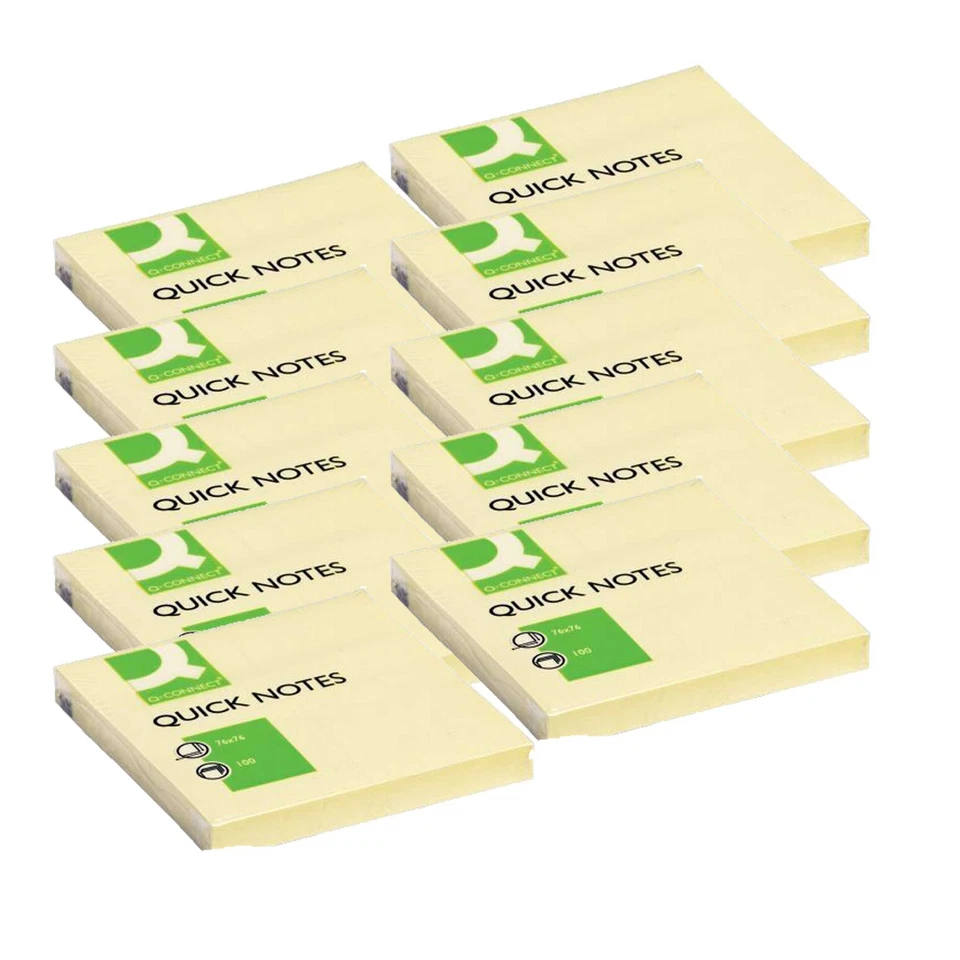 10 x 100 Blatt Q-Connect Haftnotizen Notizzettel Klebezettel Notes 76x76mm gelb - Bild 1 von 1