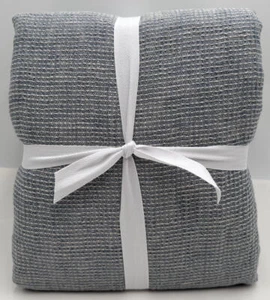 Pottery Barn Belgischer Flachs Leinen KING Waffelmuster Bettbezug ~ Chambray Blau - Bild 1 von 2