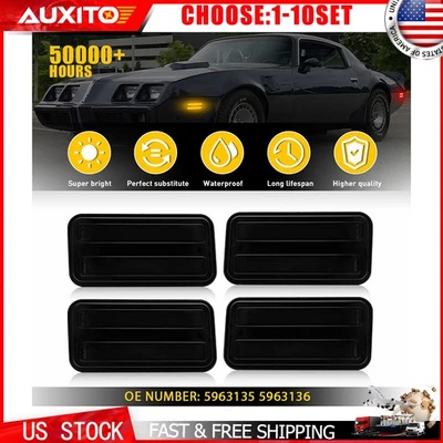 Luces de señalización laterales LED ahumadas rojo ámbar delanteras R para Pontiac Firebird 70-81 Foto 1 de 4