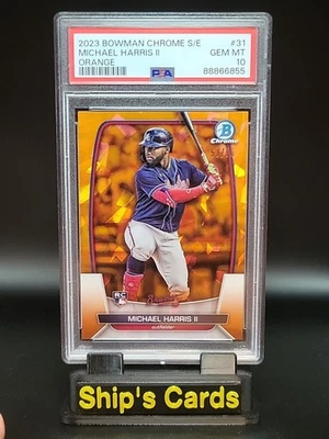 Michael Harris 2023 Bowman Chrome Sapphire Orange /75 PSA 10 - Image 1 of 2