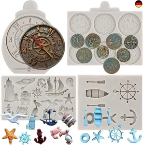 MYPRACS 4 Stück Segelschiff Silikonformen Schatz Münzen Fondant Form Kompass A - Bild 1 von 9