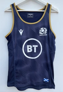 Scotland Rugby Training Vest Macron Blue Sleeveless Shirt Gym Top Mens Small S - Picture 1 of 9