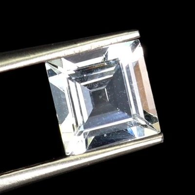 Bonita piedra preciosa azul aguamarina Brasil corte cuadrado natural sin calefacción 1,31 quilates 7 mm Foto 1 de 4