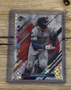 2025 Topps Finest - Checkerboard Refractor Rare #247 Brandon Nimmo - Picture 1 of 2