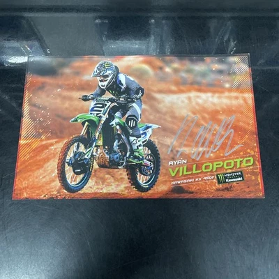 TARJETA FOTOGRÁFICA AUTOGRAFIADA FIRMADA POR RYAN VILLOPOTO MONSTRUO ENERGY KAWASAKI 11 X 7 Foto 1 de 4