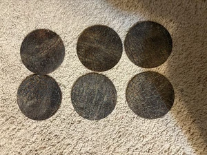 Juego de 6 posavasos redondos de cuero de 4" de cuero marrón oscuro. Posavasos - Imagen 1 de 5
