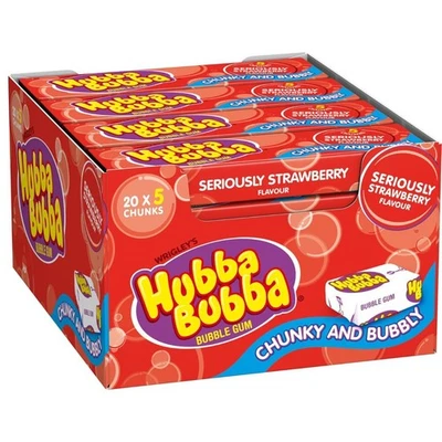 Hubba Bubba 20 X 5pcs Strawberry Flavour Bubble Gum FULL CASE BBE: 12/08/2025 - Image 1 of 2