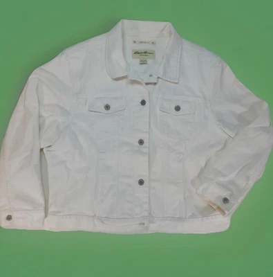 Куртка женская Eddie Bauer размер XL белая джинсовая на пуговицах хлопковая для дальнобойщиков классическая повседневная - Изображение 1 из 4