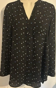 Women’s Worthington Longer Sleeve Half Button Blouse Size Medium  - Picture 1 of 5