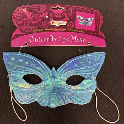 Mardi Gras Mask Blue Iridescent Butterfly Eye Mask With Elastic Loops - Image 1 of 4