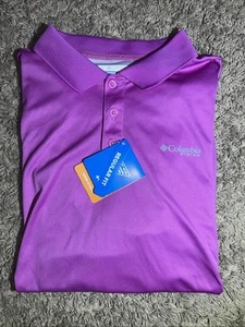 NEW Men's Columbia PFG Deep Waves Purple Polo Shirt 2XL Size XXLarge MSRP $50 - Imagen 1 de 11