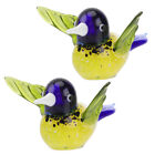 2 Pcs Crystal Hummingbird Figurine Stained Glass Small Ornament
