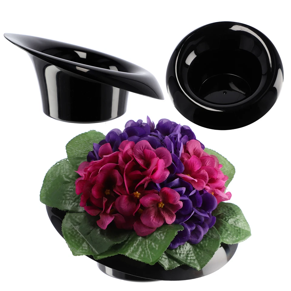 KADAX Ikebana de plástico, maceta, cuenco para flores, inclinado, 11 cm, negro - Imagen 1 de 4