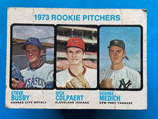 1973 Topps Rookie Pitchers Steve Busby Dick Colpaert George Medich #608