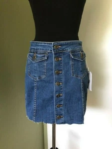 NWT GOGO JEANS BLUE DENIM RAW EDGE SKIRT SIZE 5 - Picture 1 of 6