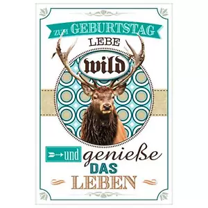 Zum Geburtstag Tarjeta Cazador Caza Ciervo Wild Con Verde Sobre - Imagen 1 de 1
