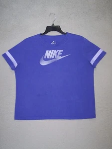 NIKE Shirt Women Extra Large Blue Reflective Logo Bicycling Short Sleeve Ladies - Picture 1 of 11