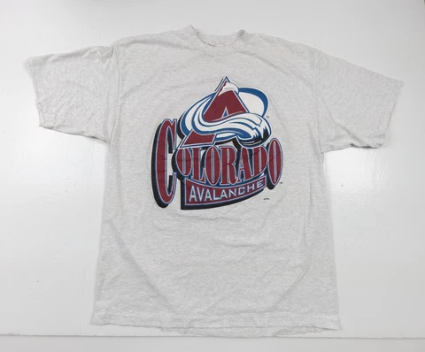 Vintage Colorado Avalanche Shirt Men's 2XL XXL Gray Short Sleeve 90's NHL Hockey Cover