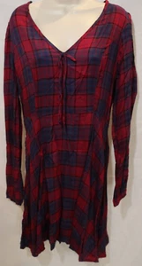 Damen Hot Topic burgunderrot kariertes Babydoll Kleid Größe Large neu mit Etikett - Bild 1 von 4