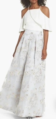 Eliza J Women Jacquard  Ball Skirt Silver Sz 2 - Image 1 of 4