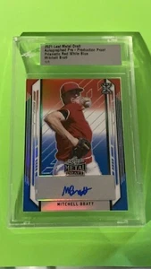2021 Leaf Metal Draft - MITCHELL BRATT -Red White & Blue Encased Auto 1/1 - Picture 1 of 3