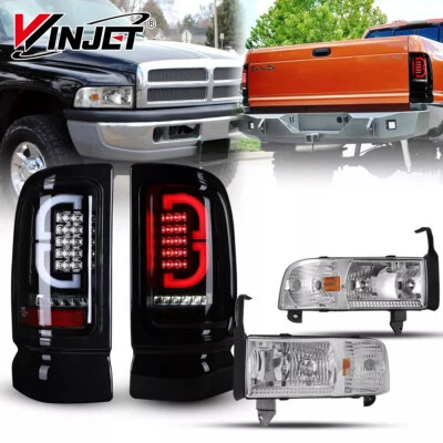 Faros delanteros cromados + luces traseras LED para Dodge Ram 1500 2500 3500 1994-2001 Foto 1 de 4