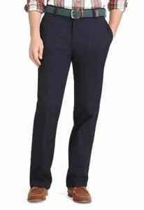 IZOD Men's Pants Big & Tall Flat Front Stretch waistband Navy Blue Size 48x30 ~ - Picture 1 of 5
