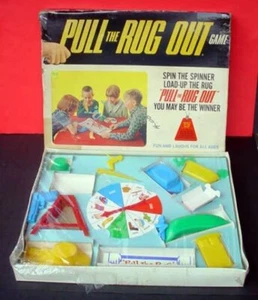 Vintage 1968 Schaper Pull the Rug Out Spinner Game COMPLETE RARE FACTORY SEALED! - Picture 1 of 12