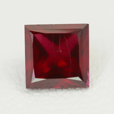 0.83ct Recrystallized Pigeon Blood Ruby (Hydrothermal) Square 5x5 Lab Grown  - Image 1 of 4