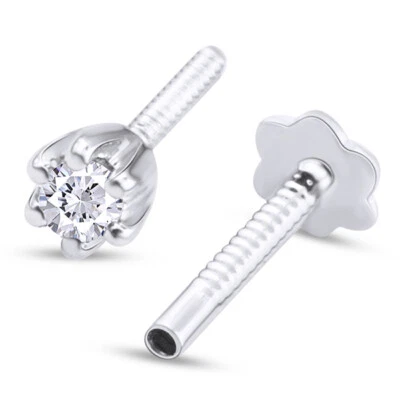 Pin perforador de tornillo Labret nariz diamante GH-SI certificado 2,2 mm oro 14 k Foto 1 de 4