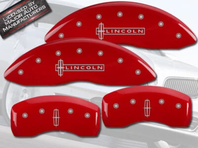 2013-2016 Lincoln MKS Front + Rear Red MGP Brake Disc Caliper Covers w/ Star - Imagem 1 de 4