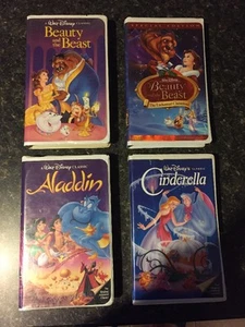 Walt Disney VHS Lot Aladdin Cinderella And Two Beauty and the Beast Classics - Picture 1 of 12