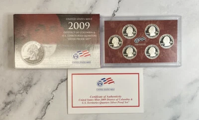 2009 S US SILVER DC & US Territories Quarter Proof Set in Original Box w/COA cd - Image 1 of 4