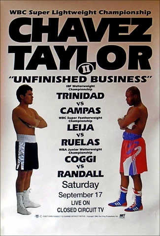 Original Vintage Julio Cesar Chavez vs Meldrick Taylor II Boxing Fight Poster Cover