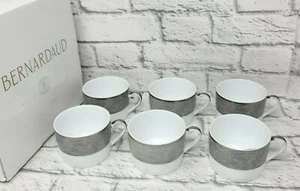 Bernardaud Sauvage Platinum Teacup, Limoges Porcelain Cup, Set of 6, NEW - Picture 1 of 12