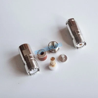 1X UHF Female SO239 SO-239 clamp RG58 RG142 LMR195 RG400 cable RF Connector  - Image 1 of 4