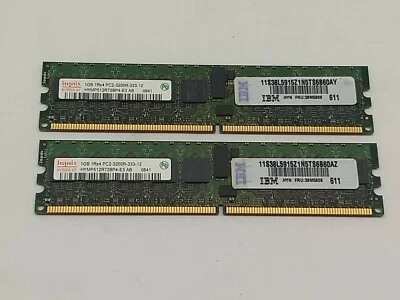 (2x 1GB) IBM FRU:39M5808 Hynix 1Rx4 PC2-3200R-333-12  - Image 1 of 4
