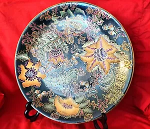 SATSUMA JAPAN 30CM DIAM. HAND PAINTED GILT MORIAGE DECORATED FLORAL LARGE PLATE - Picture 1 of 9