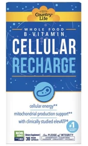 Country Life cellular recharge B Vitamin 30 vegan capsules BB 05/24 - Picture 1 of 3