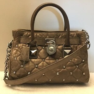 Michael Kors Erweiterbare Hobo Schultertasche Bronze Patina Finish Handschuh Leder - Bild 1 von 10