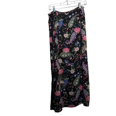 Юбка женская Kathie Lee 12 черная с цветочным узором пейсли с разрезом на подкладке цветная с принтом - Изображение 1 из 4