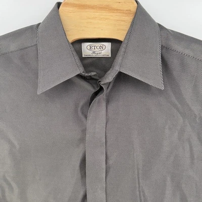 Camisa de vestir ETON Royal para hombre 43 17 doble súper algodón puño francés a rayas Foto 1 de 4