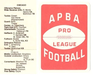 1989 APBA Football w/ XF (37 Card) Team Set - CHICAGO BEARS - Picture 1 of 3