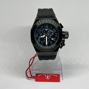 Men's Swiss Legend Trimix Diver Chronograph Lume 46mm Watch Silver/Black Dial - Picture 1 of 15